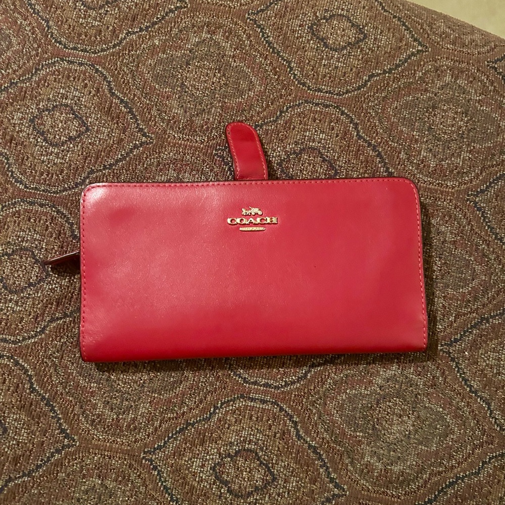 Coach Leather Snap-Tab Closure Wallet